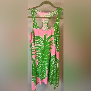 Lilly Pulitzer Monterey Tank Dress Pink and Green Pineapple Print